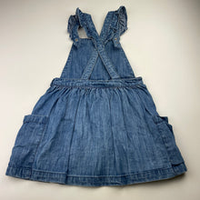 Load image into Gallery viewer, Girls Milkshake, blue denim overalls dress / pinafore, GUC, size 5, L: 56cm