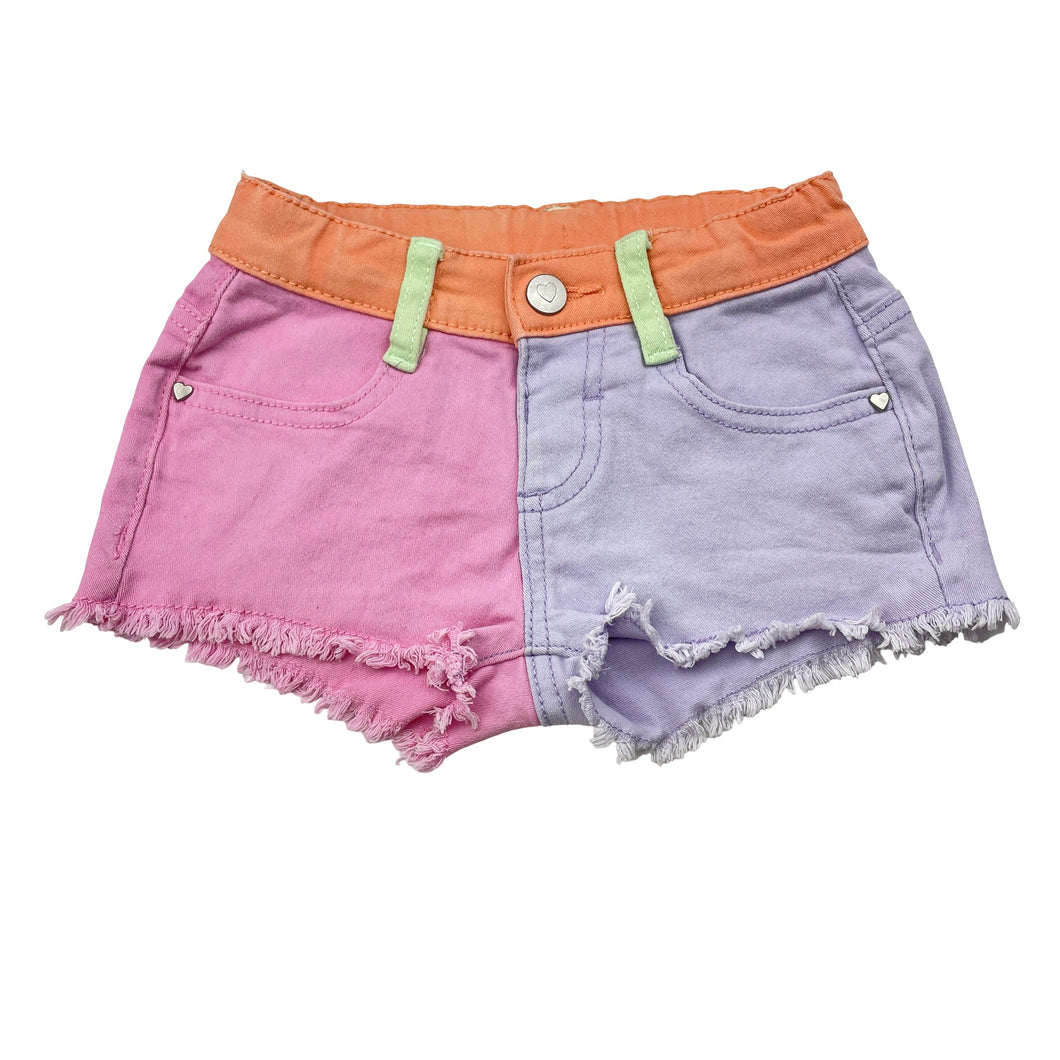 Girls Anko, coulour-block stretch cotton shorts, adjustable, EUC, size 1,  