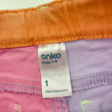 Load image into Gallery viewer, Girls Anko, coulour-block stretch cotton shorts, adjustable, EUC, size 1,  