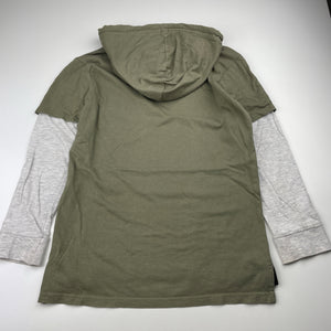 Boys Clothing & Co, khaki cotton long sleeve hooded tee / top, FUC, size 8,  