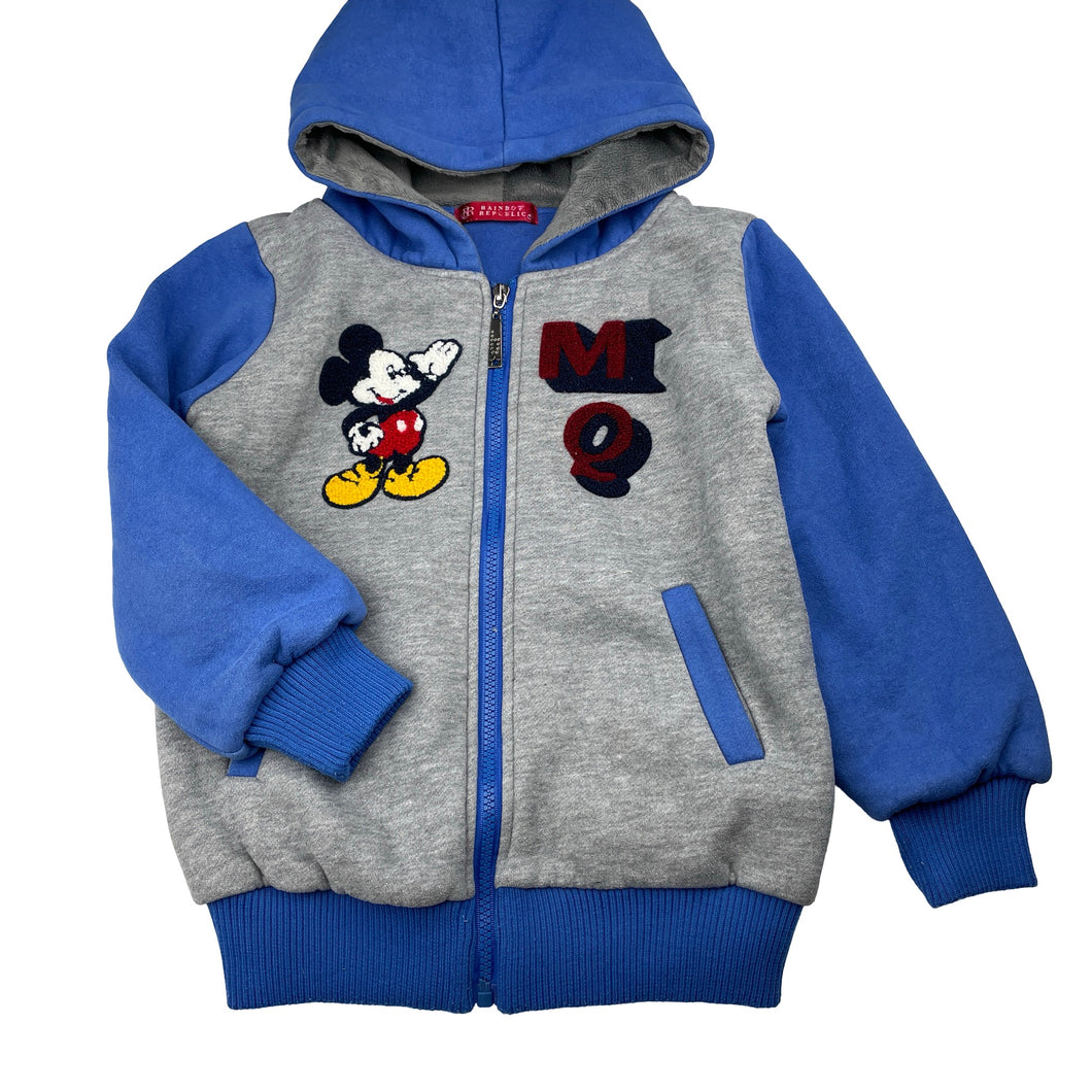 Boys RAINBOW REPUBLIC, thick fleece-lined zip hoodie sweater, Mickey Mouse, GUC, size 6-7,  