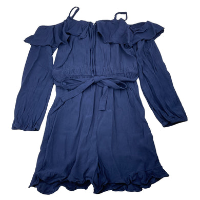 Girls Bardot Junior, navy viscose long sleeve playsuit, GUC, size 10,  