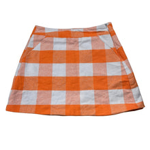 Load image into Gallery viewer, Girls Seed, lined orange &amp; white flannel cotton skirt, L: 33cm, W: 31cm across, EUC, size 10,  