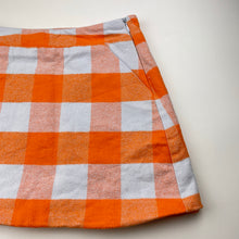 Load image into Gallery viewer, Girls Seed, lined orange &amp; white flannel cotton skirt, L: 33cm, W: 31cm across, EUC, size 10,  