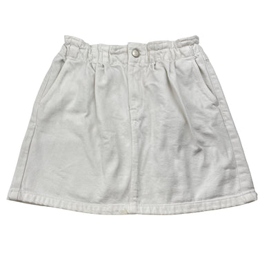Girls Zara, white denim skirt, elasticated, L: 32cm, GUC, size 9,  