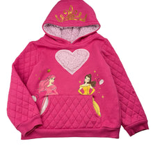 Load image into Gallery viewer, Girls Disney, Princess Belle, fleece-lined hoodie sweater, mark left sleeve, FUC, size 5,  