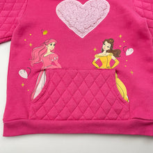 Load image into Gallery viewer, Girls Disney, Princess Belle, fleece-lined hoodie sweater, mark left sleeve, FUC, size 5,  
