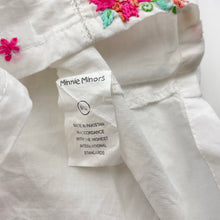 Load image into Gallery viewer, Girls Minnie Minors, embroidered lightweight cotton dress, EUC, size 0, L: 40cm