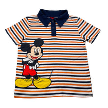 Load image into Gallery viewer, Boys Disney, Mickey Mouse striped polo shirt top, EUC, size 4-5,  
