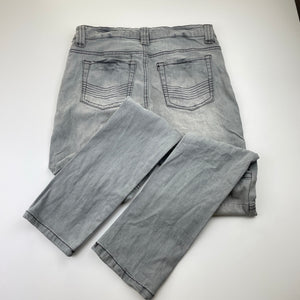 Girls Urban, grey stretch denim jeans, adjustable, inside leg: 73cm, GUC, size 14,  