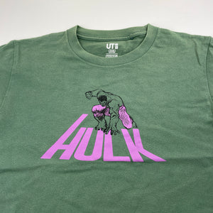 Boys Uniqlo, Marvel Hulk khaki cotton tee / top, FUC, size 11-12,  
