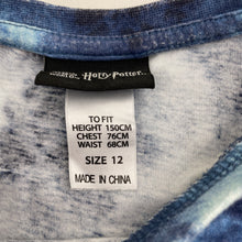 Load image into Gallery viewer, Unisex Harry Potter, Hogwarts tie-dyed cotton tee / top, FUC, size 12,  