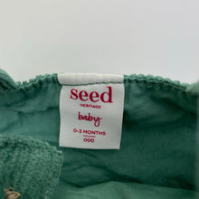 Load image into Gallery viewer, Boys Seed, green corduroy cotton overalls / dungarees, EUC, size 000,  