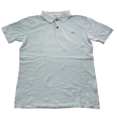 Boys Calvin Klein Jeans, blue cotton polo shirt top, light marks, FUC, size 10-12,  