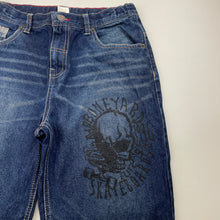 Load image into Gallery viewer, Boys Urban Supply, dark denim jeans, adjustable, inside leg: 71cm, FUC, size 14,  