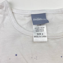 Load image into Gallery viewer, Girls Disney, Frozen cotton tee / top, marks front &amp; back, FUC, size 4,  