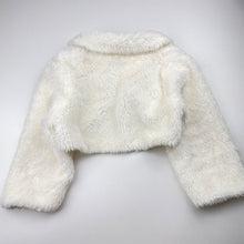 Load image into Gallery viewer, Girls cream, faux-fur bolero jacket, Length :25cm, shoulder to cuff: 35cm, GUC, size 4-5,  