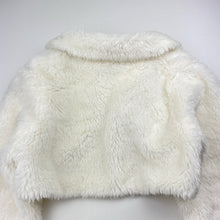 Load image into Gallery viewer, Girls cream, faux-fur bolero jacket, Length :25cm, shoulder to cuff: 35cm, GUC, size 4-5,  