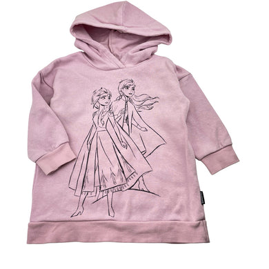 Girls Disney, Frozen fleece-lined hoodie sweater dress, FUC, size 2, L: 42cm