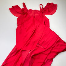 Load image into Gallery viewer, Girls Bardot Junior, red satin party / formal dress, small catches, FUC, size 14, L: 80cm at front