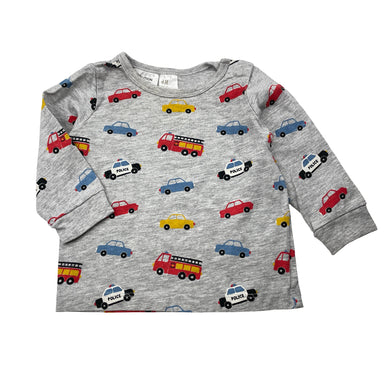 Boys H&M, long sleeve pyjama top, cars, FUC, size 00,  