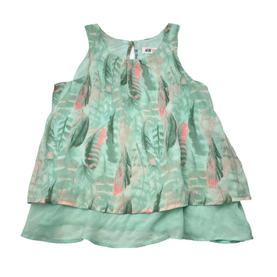 Girls H&M, lined lightweight top, feathers, FUC, size 10,  