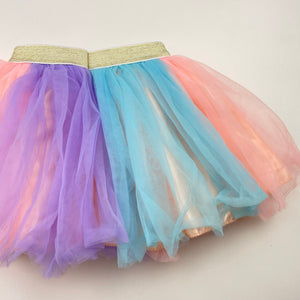 Girls lined, colourful tulle skirt, elasticated, GUC, size 0-1,  