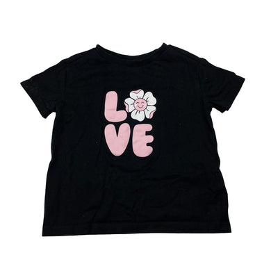 Girls Anko, black cotton tee /top, flower, EUC, size 3,  