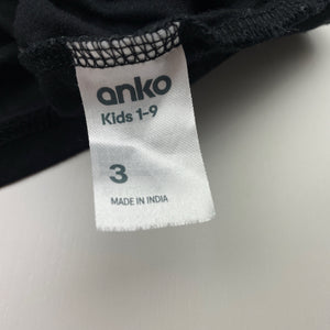 Girls Anko, black cotton tee /top, flower, EUC, size 3,  