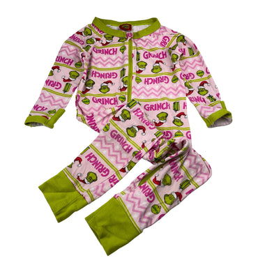 Girls Dr Seuss, The Grinch Christmas pyjamas / zip romper, FUC, size 2,  