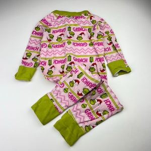 Girls Dr Seuss, The Grinch Christmas pyjamas / zip romper, FUC, size 2,  