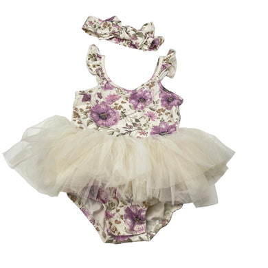 Girls Baby Berry, floral tutu romper & matching headband, EUC, size 2,  