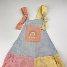 Load image into Gallery viewer, Girls GHANDA, colour block cotton overalls / shortalls, GUC, size 1-2,  