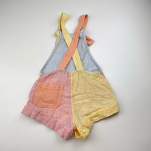 Load image into Gallery viewer, Girls GHANDA, colour block cotton overalls / shortalls, GUC, size 1-2,  