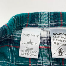 Load image into Gallery viewer, Unisex Baby Berry, checked cotton Christmas pyjamas, GUC, size 1,  