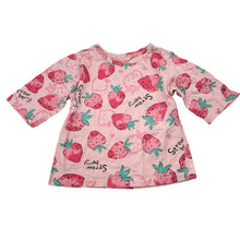 Load image into Gallery viewer, Girls cotton, pyjama tee / top, strawberries, EUC, size 4,  
