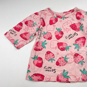 Girls cotton, pyjama tee / top, strawberries, EUC, size 4,  