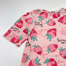 Load image into Gallery viewer, Girls cotton, pyjama tee / top, strawberries, EUC, size 4,  