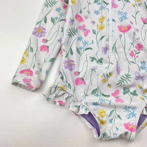 Girls Dymples, floral long sleeve swim one-piece, EUC, size 1,  