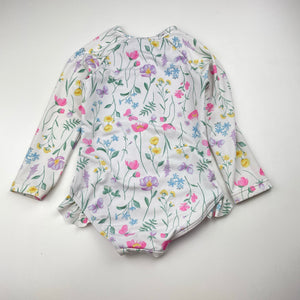 Girls Dymples, floral long sleeve swim one-piece, EUC, size 1,  