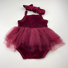 Load image into Gallery viewer, Girls Baby Berry, velvet Christmas tutu romper &amp; headband, NEW, size 1,  
