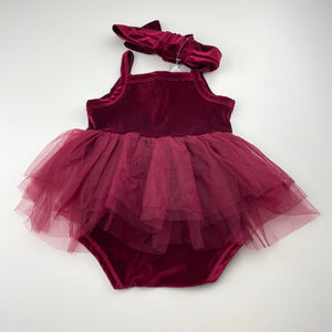 Girls Baby Berry, velvet Christmas tutu romper & headband, NEW, size 1,  