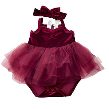 Load image into Gallery viewer, Girls Baby Berry, velvet Christmas tutu romper &amp; headband, NEW, size 2,  