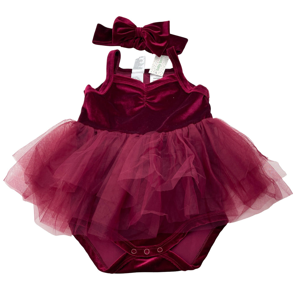 Girls Baby Berry, velvet Christmas tutu romper & headband, NEW, size 2,  