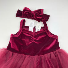 Load image into Gallery viewer, Girls Baby Berry, velvet Christmas tutu romper &amp; headband, NEW, size 2,  