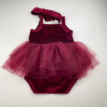 Load image into Gallery viewer, Girls Baby Berry, velvet Christmas tutu romper &amp; headband, NEW, size 2,  