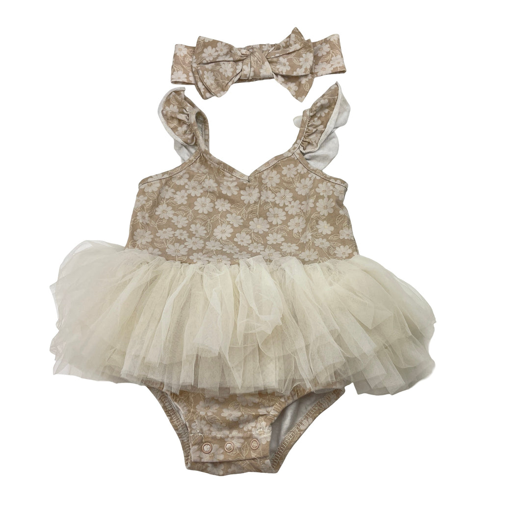 Girls Baby Berry, floral tutu romper & matching headband, GUC, size 1,  