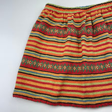Load image into Gallery viewer, Girls colourful, woven skirt, elasticated (no labels), length: 36cm, waist: 28cm across unstretched, EUC, size 7-9,  