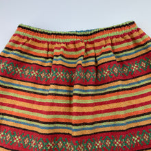 Load image into Gallery viewer, Girls colourful, woven skirt, elasticated (no labels), length: 36cm, waist: 28cm across unstretched, EUC, size 7-9,  