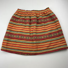 Load image into Gallery viewer, Girls colourful, woven skirt, elasticated (no labels), length: 36cm, waist: 28cm across unstretched, EUC, size 7-9,  